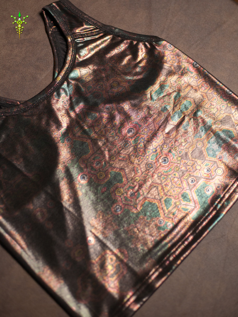 Woman Crop Top / Holographic Licra - Copper ATLANTHEON New