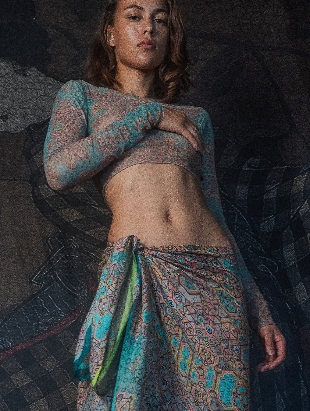 Crop-Top Longsleeve / Soft Mesh - ATLANTHEON White ARAKIS