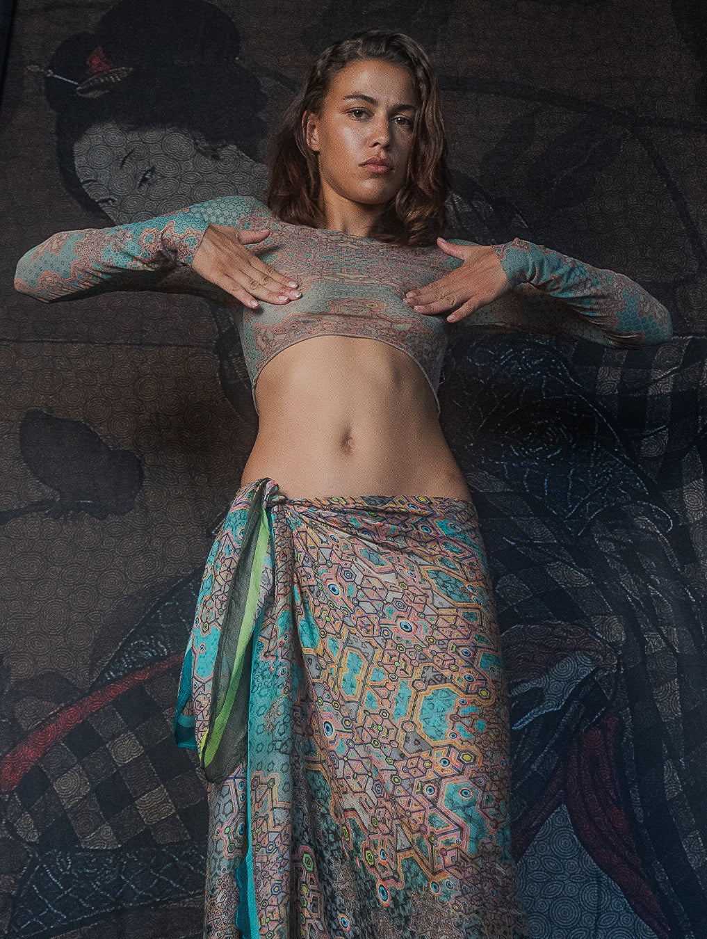 Crop-Top Longsleeve / Soft Mesh - ATLANTHEON White ARAKIS