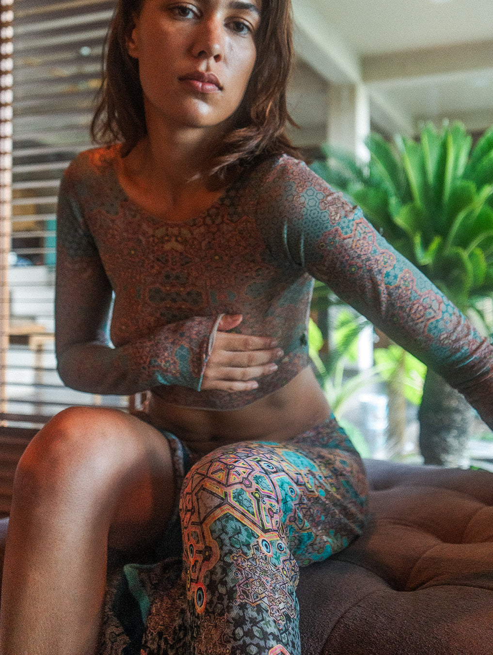 Crop-Top Longsleeve / Soft Mesh - ATLANTHEON White ARAKIS
