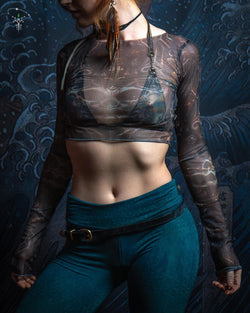 Crop-Top Woman / Longsleeve Soft Mesh - SKULLOHOLIC - Yacxilan Artwear