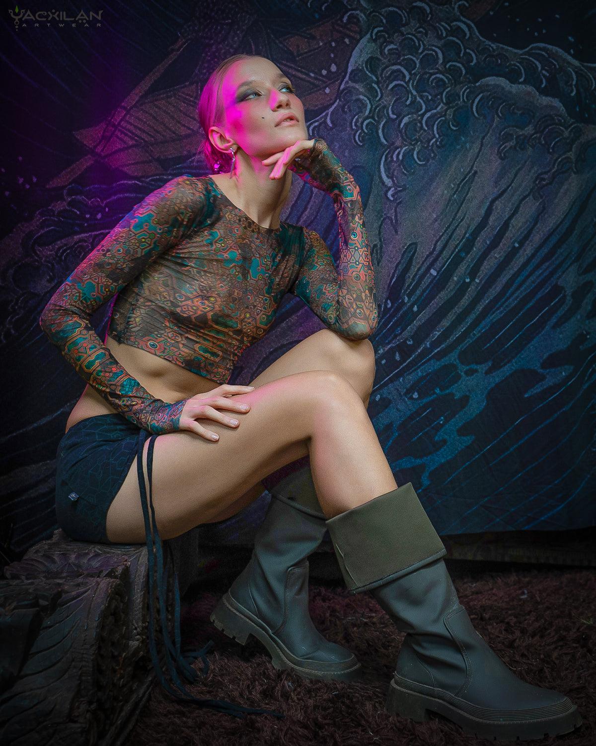 Crop-Top Woman / Longsleeve Soft Mesh - ATLANTHEON - Yacxilan Artwear