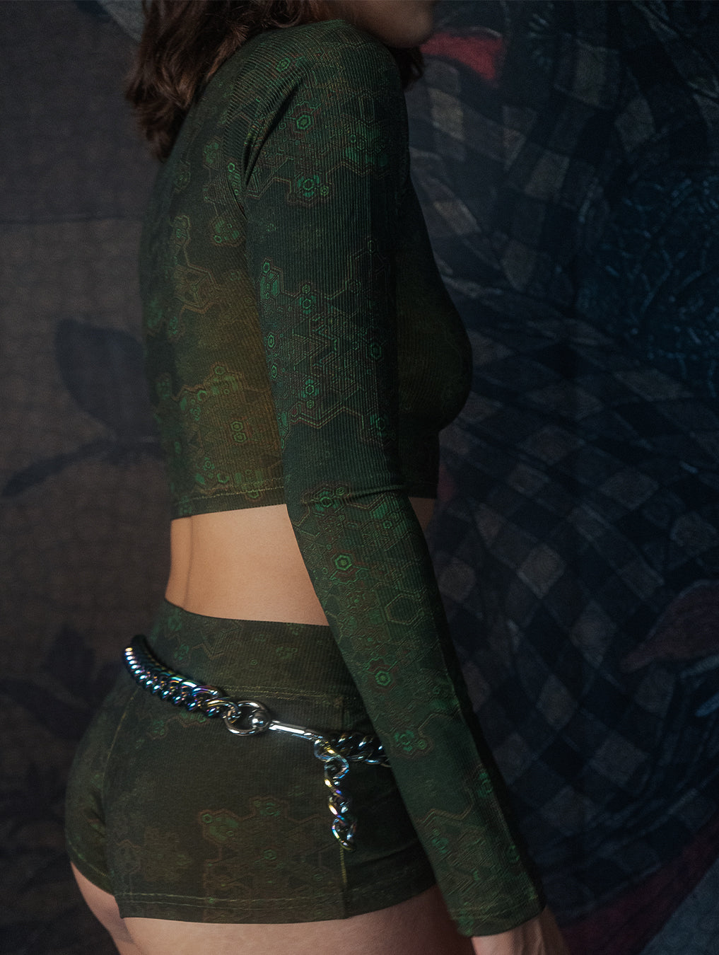 Crop-Top Longsleeve / Flatrib - ATLANTHEON MOSS