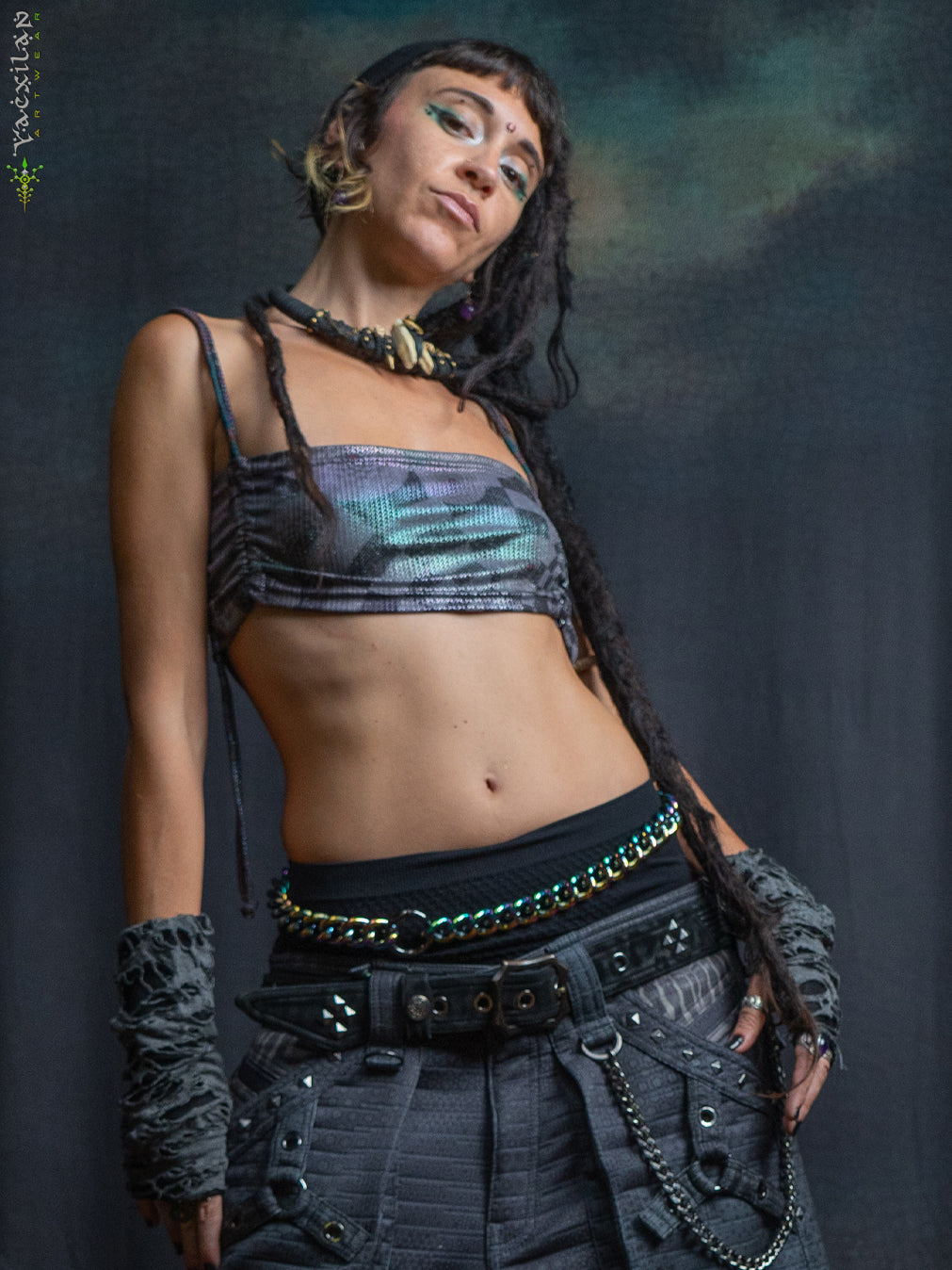Crop Top Simple / Holographic Rainbow Dots Flatrib - MATZOKIO