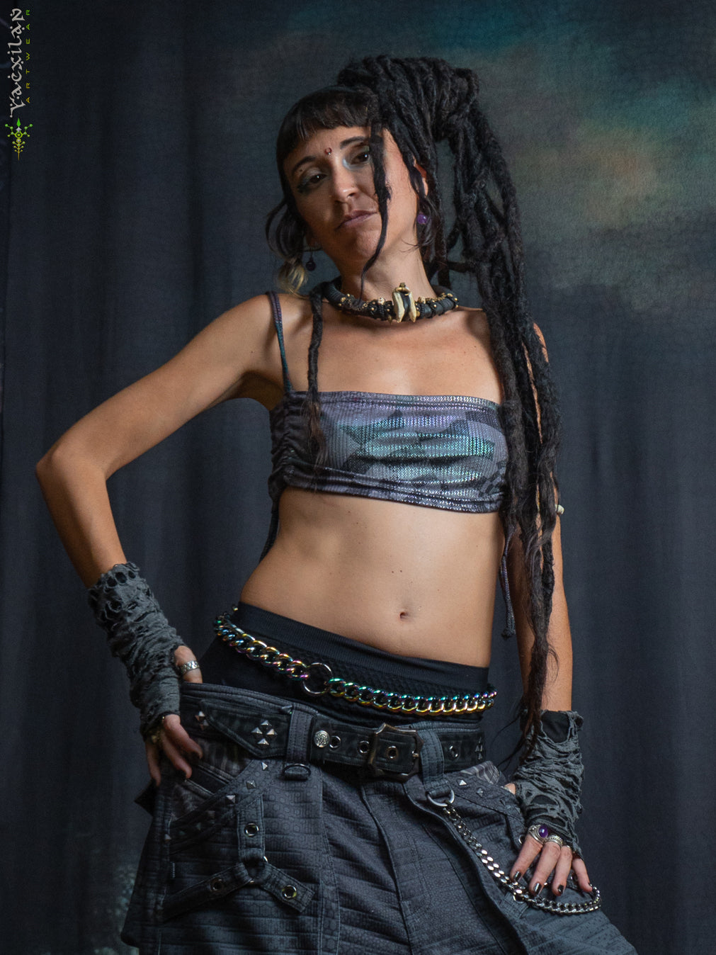 Crop Top Simple / Holographic Rainbow Dots Flatrib - MATZOKIO