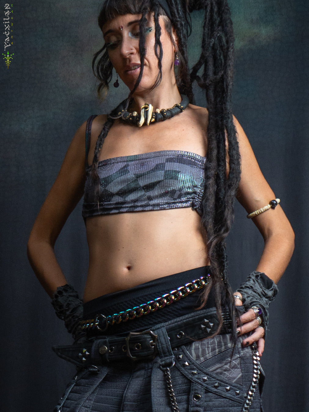 Crop Top Simple / Holographic Rainbow Dots Flatrib - MATZOKIO