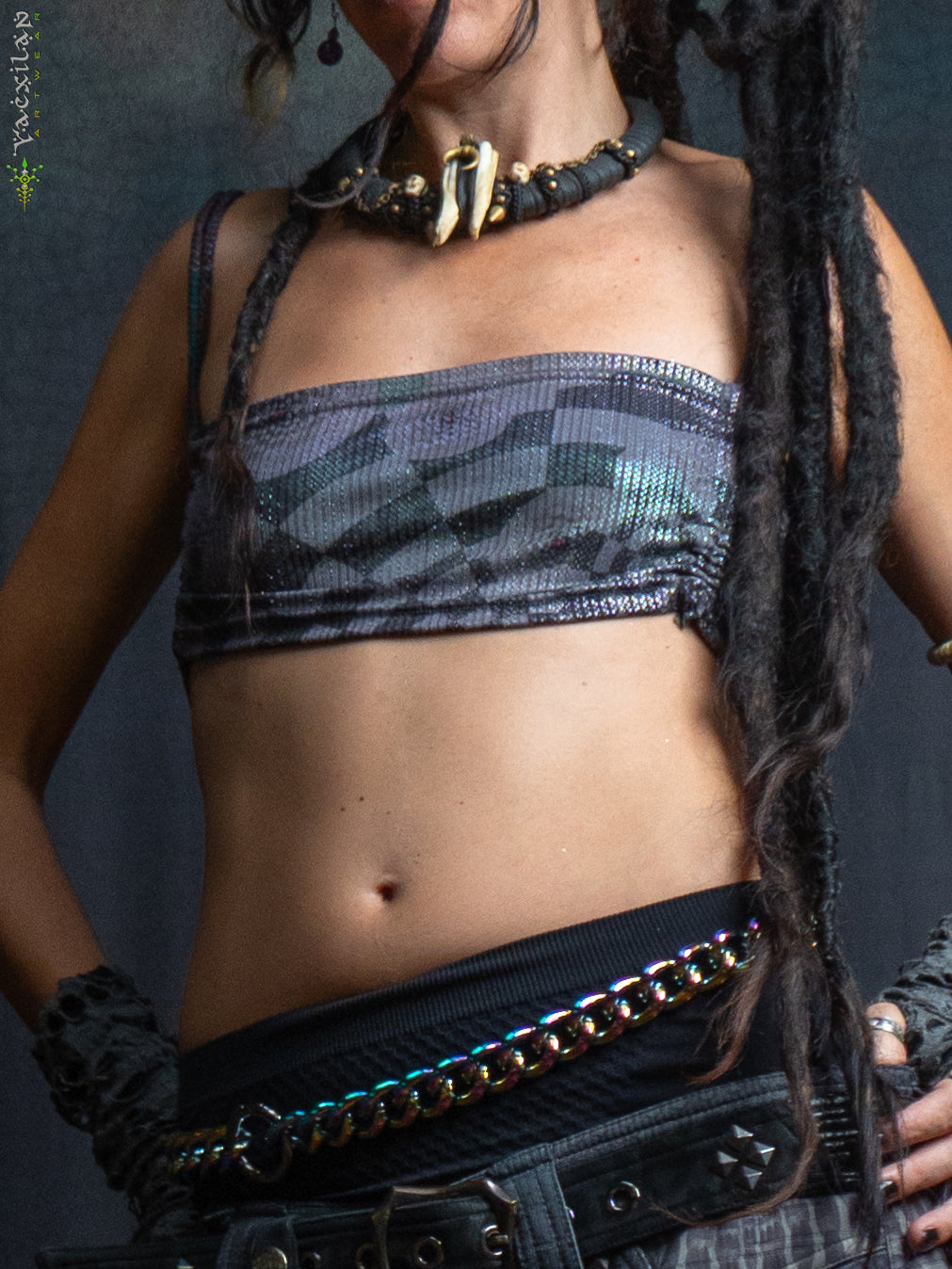 Crop Top Simple / Holographic Rainbow Dots Flatrib - MATZOKIO