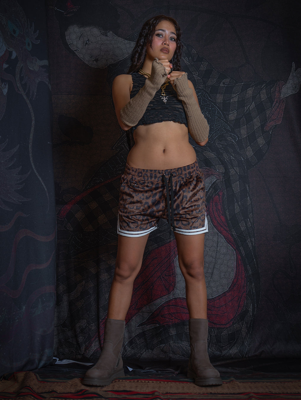 BossQueen Shorts White Mountains / Velvet Fawn - LEOPARDUS