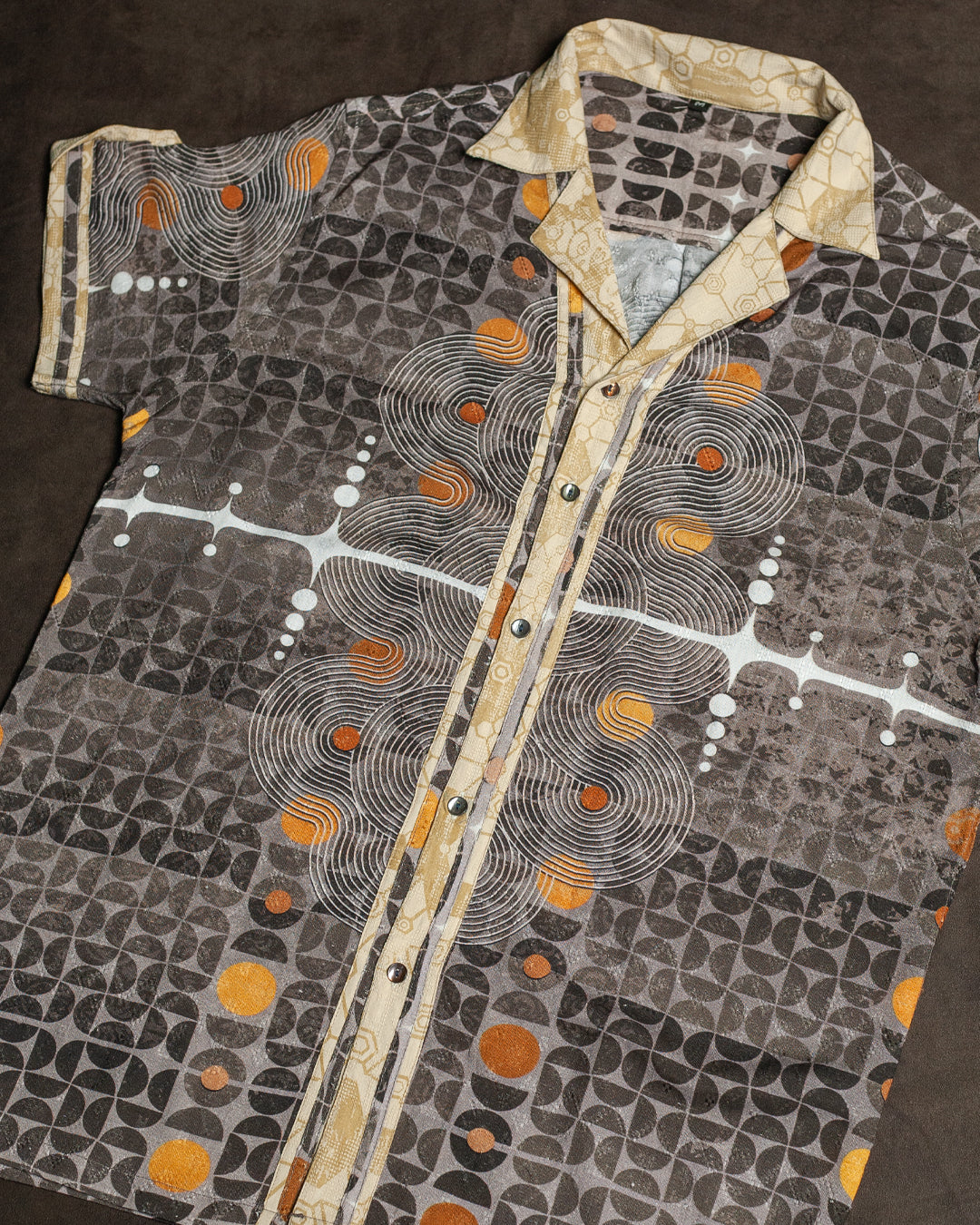 Shirt Men Half Sleeves / Organic Bio Farms Linen Jaquard - KINGCACAO Shamanka