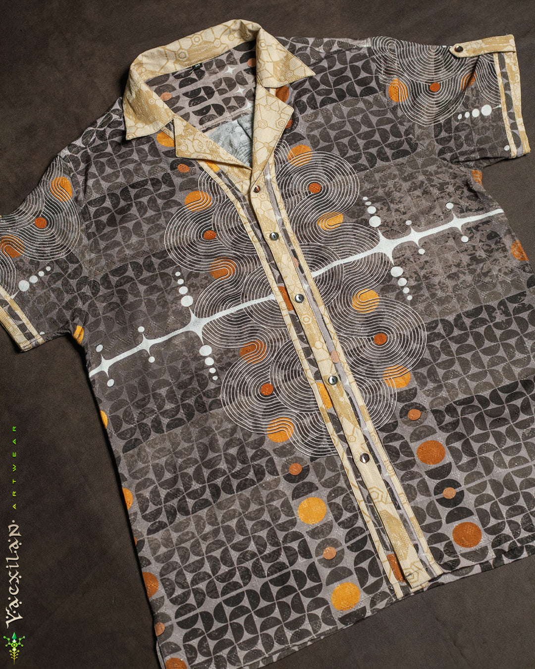Shirt Men Half Sleeves / Organic Bio Farms Linen Jaquard - KINGCACAO Shamanka