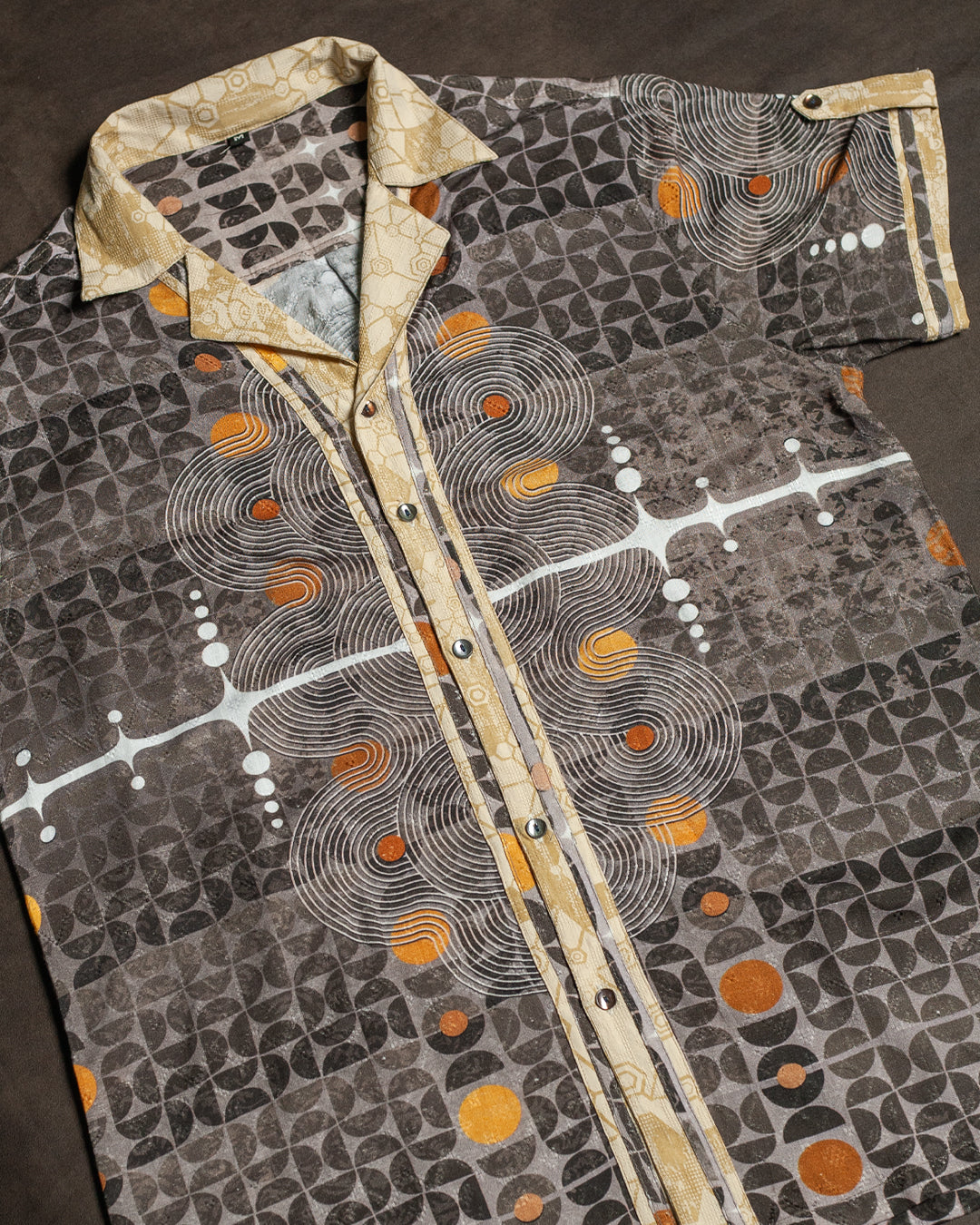 Shirt Men Half Sleeves / Organic Bio Farms Linen Jaquard - KINGCACAO Shamanka