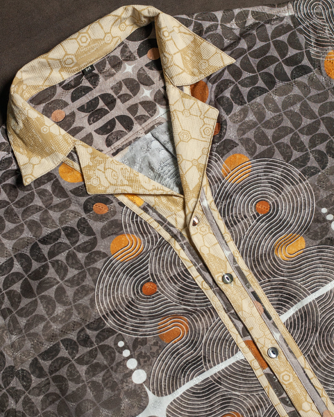 Shirt Men Half Sleeves / Organic Bio Farms Linen Jaquard - KINGCACAO Shamanka