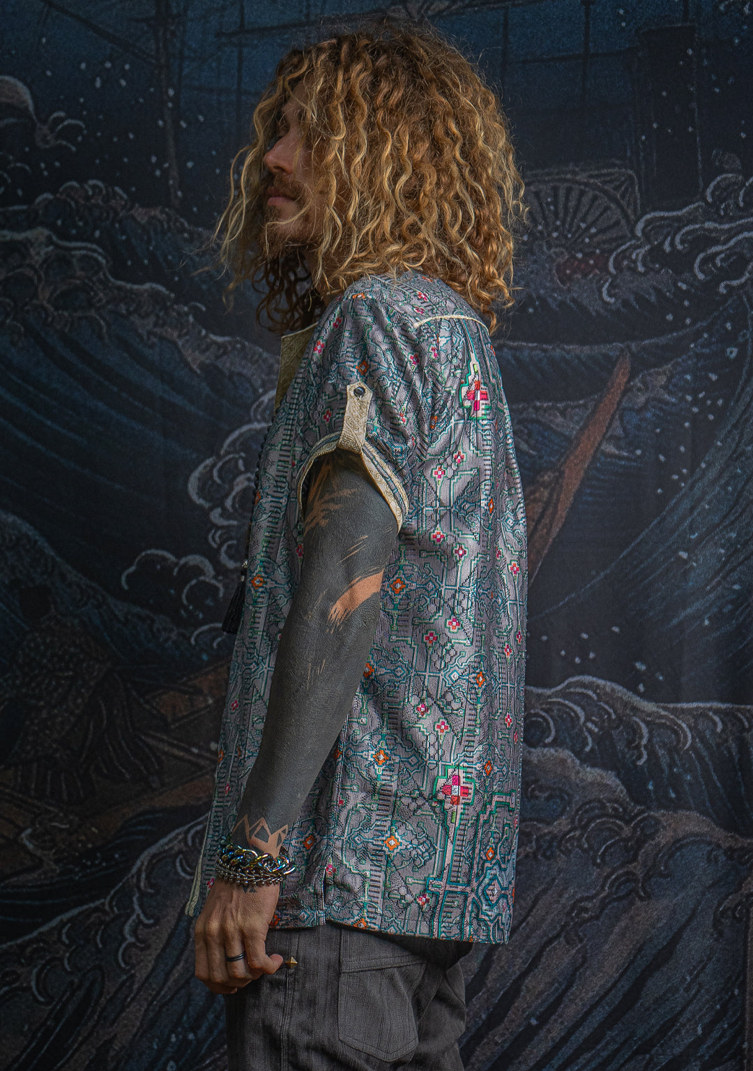 Shirt Men DOLCE Half Sleeves / Lace Cream Border - HUIRRARIKA