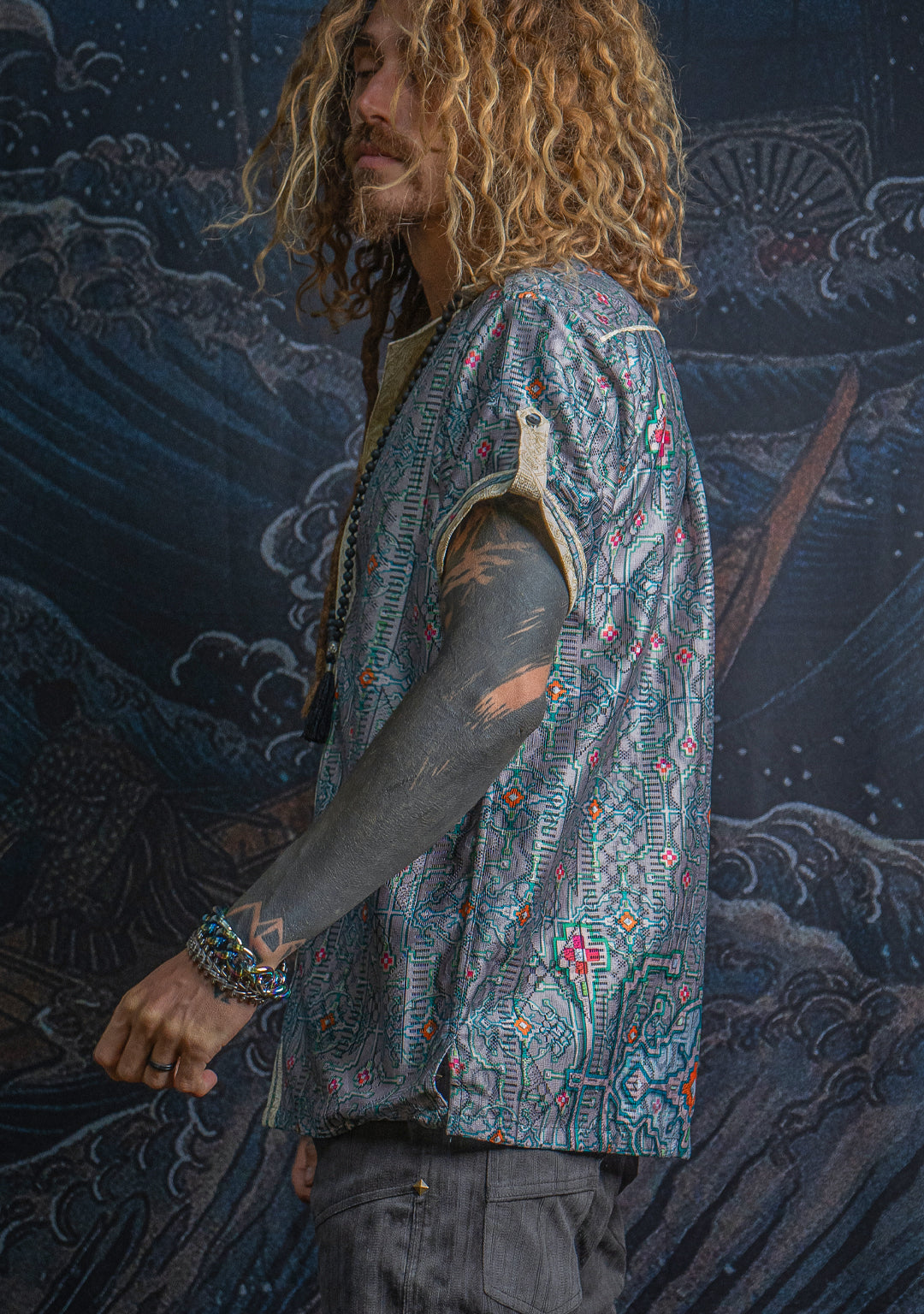 Shirt Men DOLCE Half Sleeves / Lace Cream Border - HUIRRARIKA