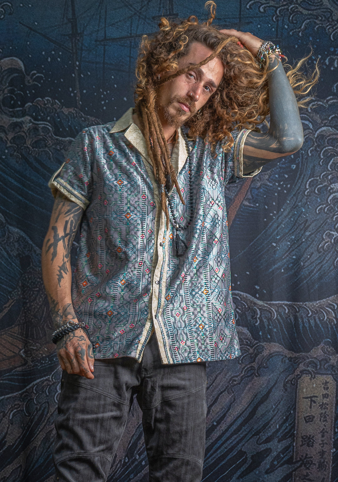 Shirt Men DOLCE Half Sleeves / Lace Cream Border - HUIRRARIKA