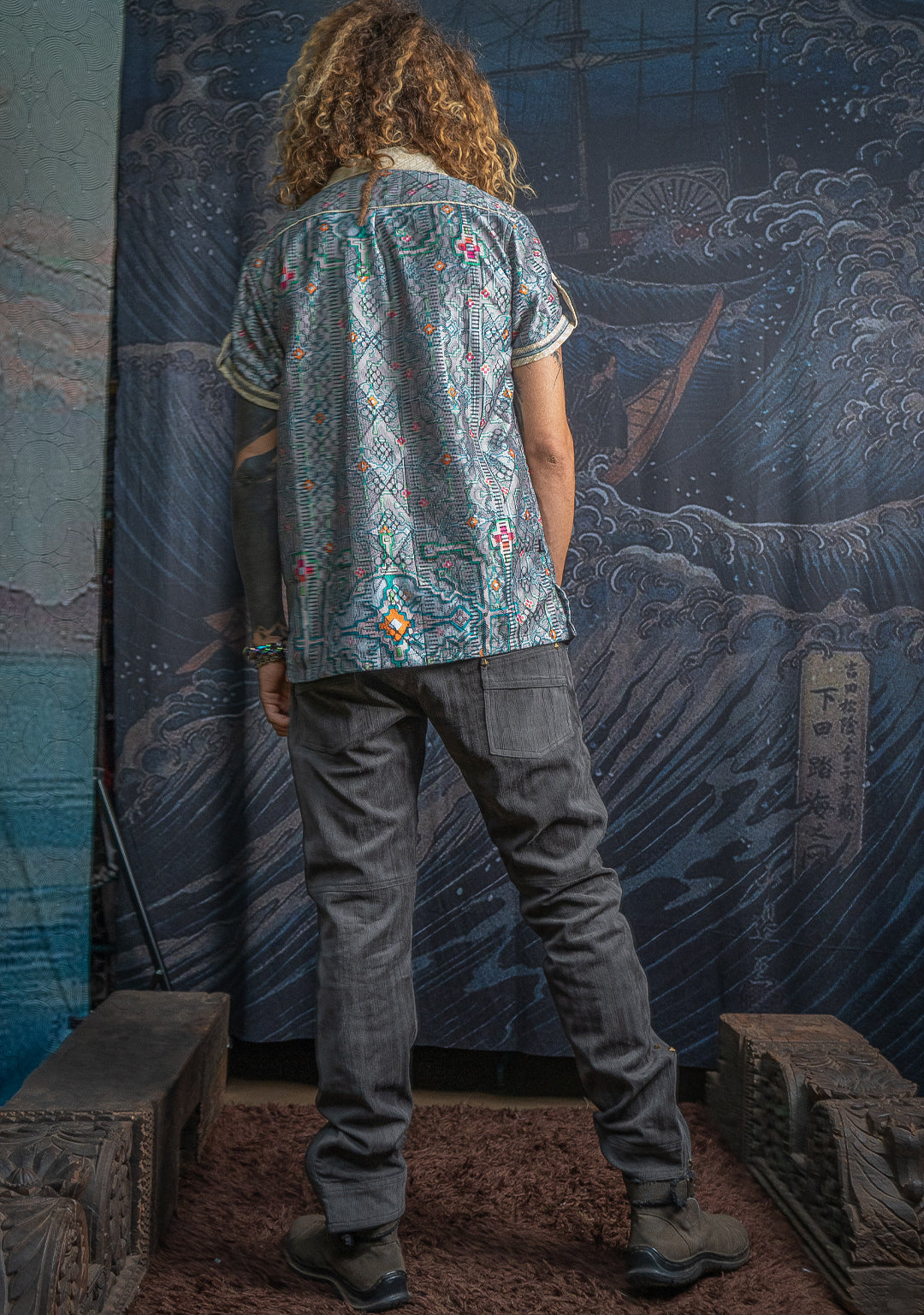 Shirt Men DOLCE Half Sleeves / Lace Cream Border - HUIRRARIKA