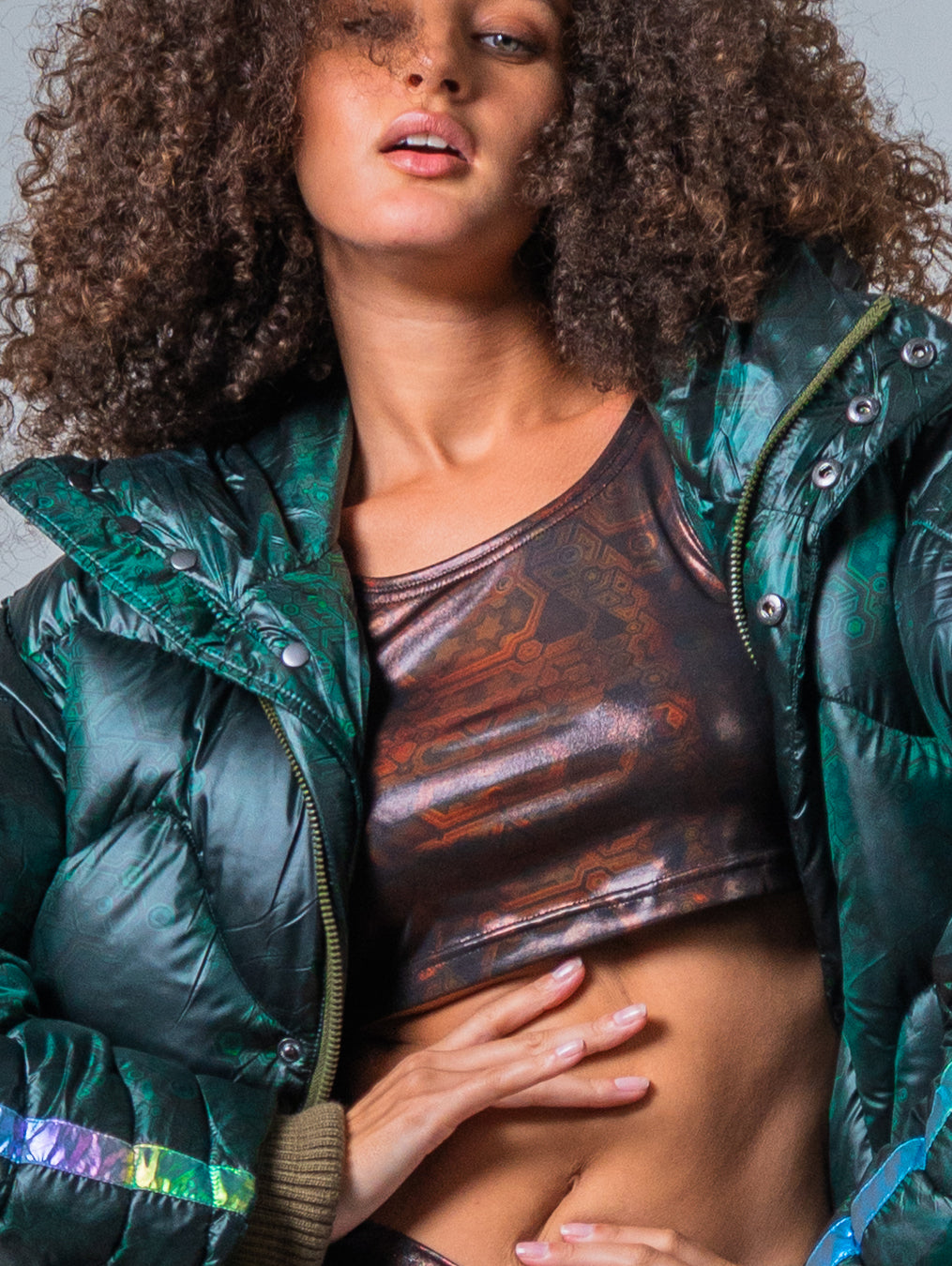 Down Jacket Woman & Pakpak / Nylon - Green Forest ATLANTHEON
