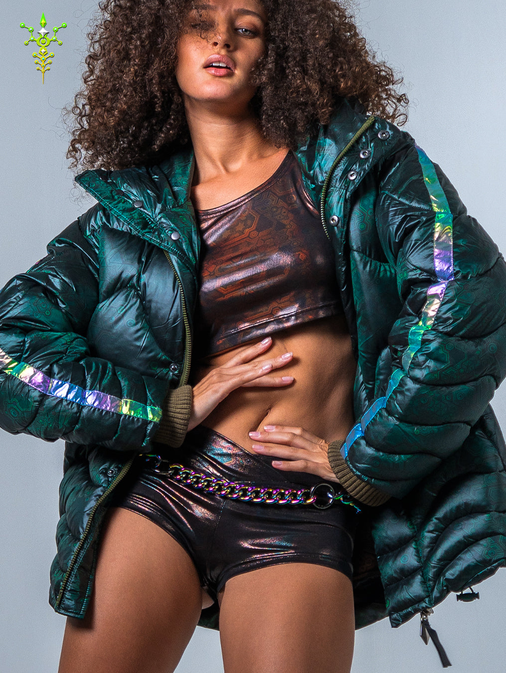 Down Jacket Woman & Pakpak / Nylon - Green Forest ATLANTHEON