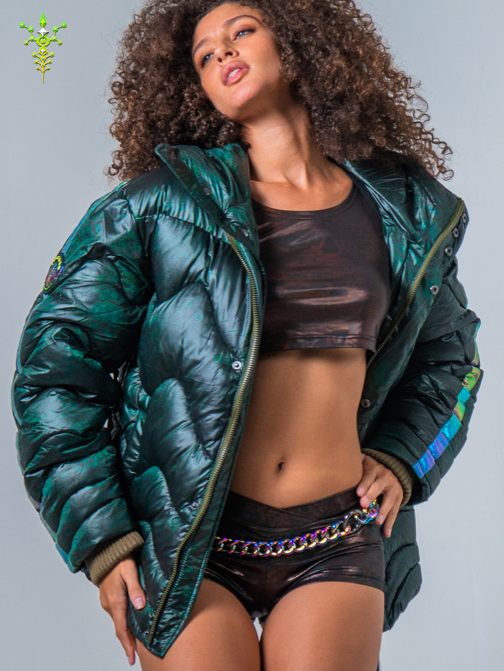 Down Jacket Woman & Pakpak / Nylon - Green Forest ATLANTHEON