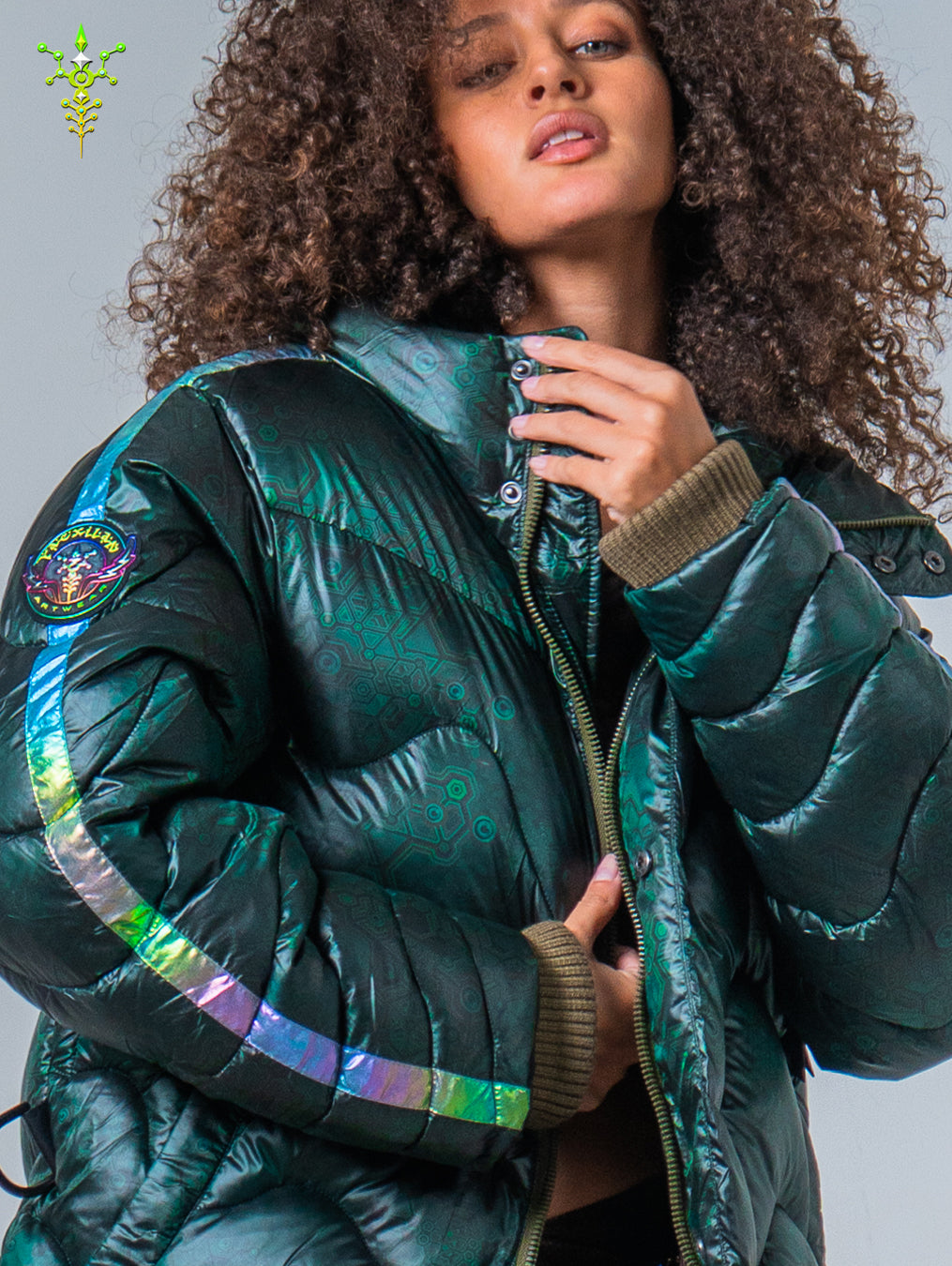 Down Jacket Woman & Pakpak / Nylon - Green Forest ATLANTHEON