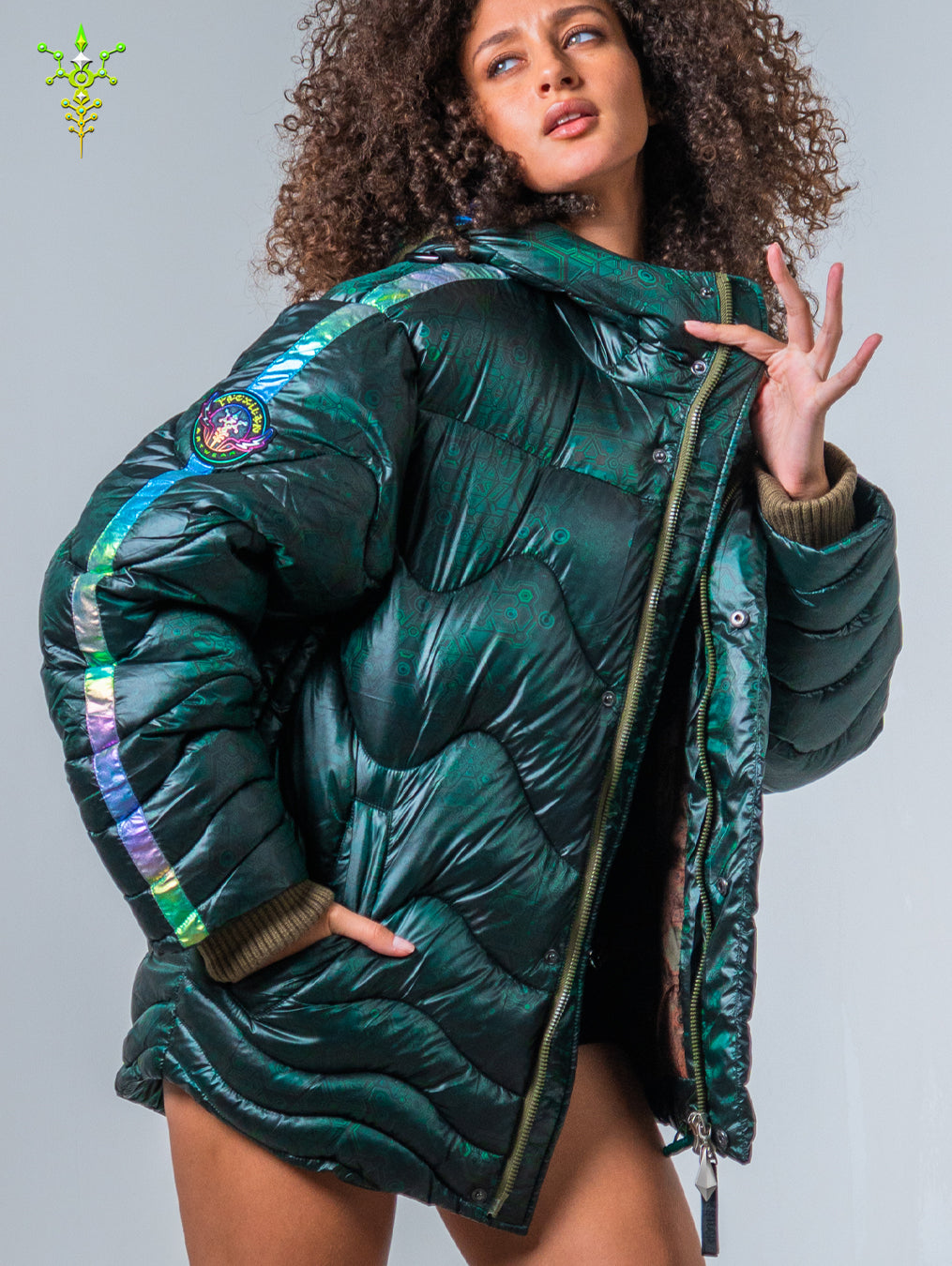 Down Jacket Woman & Pakpak / Nylon - Green Forest ATLANTHEON