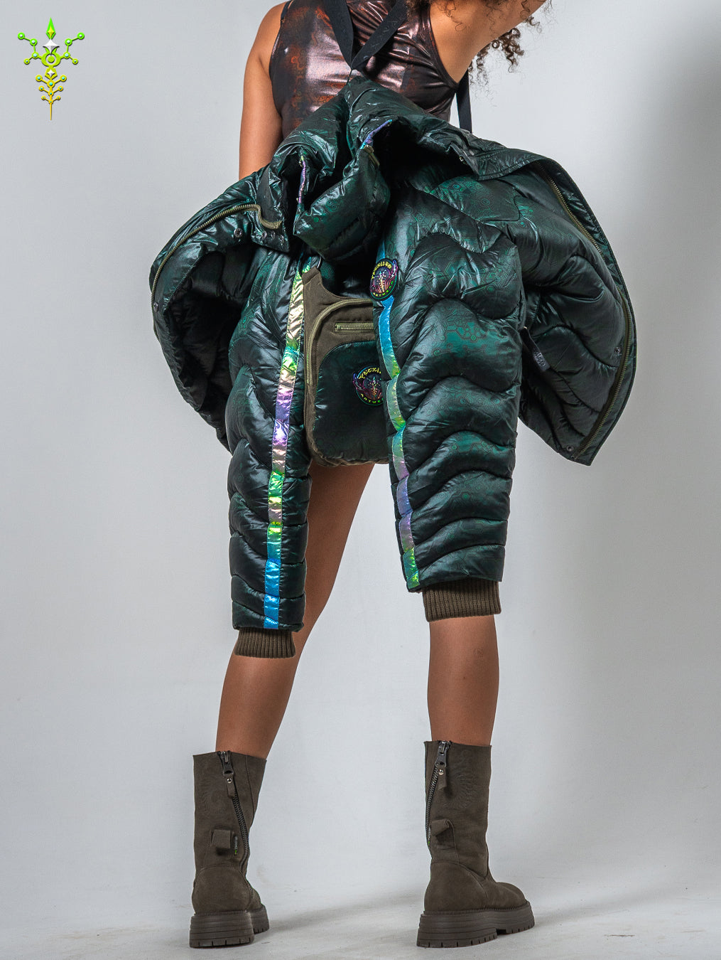 Down Jacket Woman & Pakpak / Nylon - Green Forest ATLANTHEON