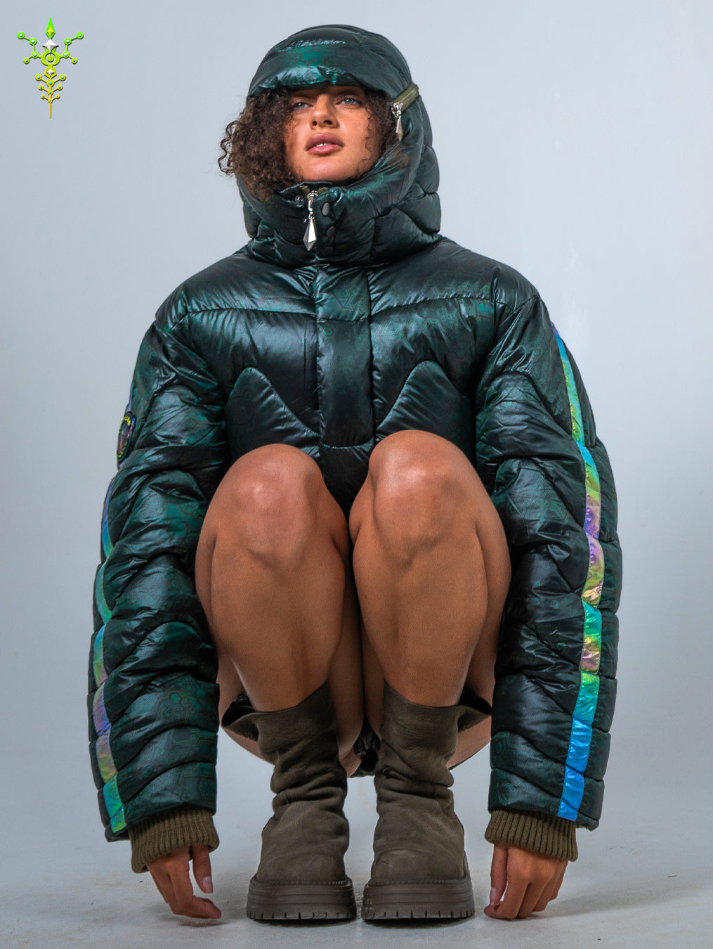 Down Jacket Woman & Pakpak / Nylon - Green Forest ATLANTHEON