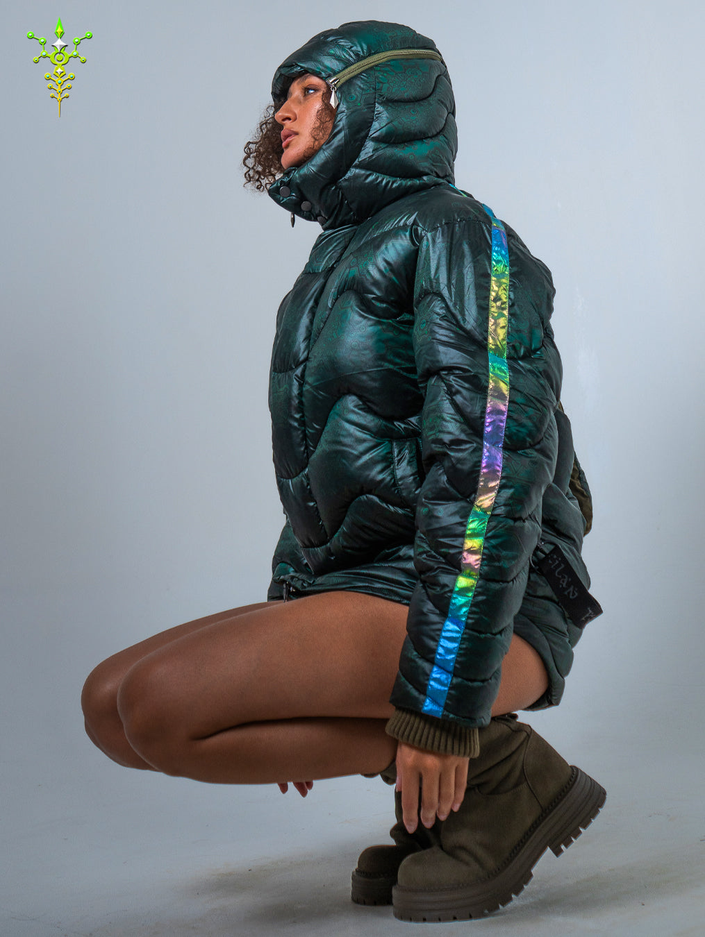 Down Jacket Woman & Pakpak / Nylon - Green Forest ATLANTHEON