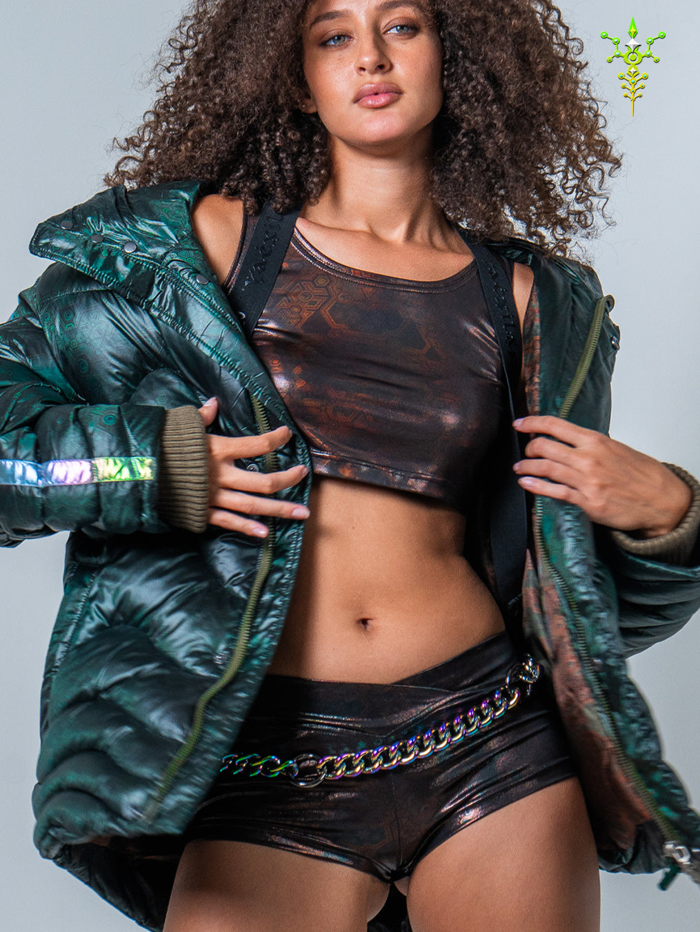 Down Jacket Woman & Pakpak / Nylon - Green Forest ATLANTHEON