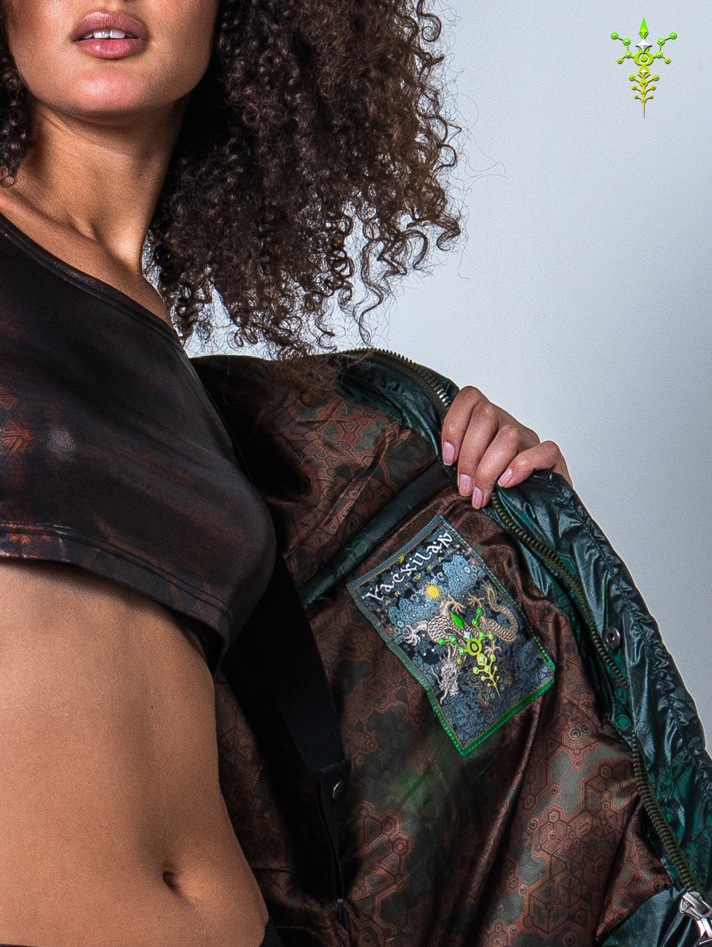 Down Jacket Woman & Pakpak / Nylon - Green Forest ATLANTHEON