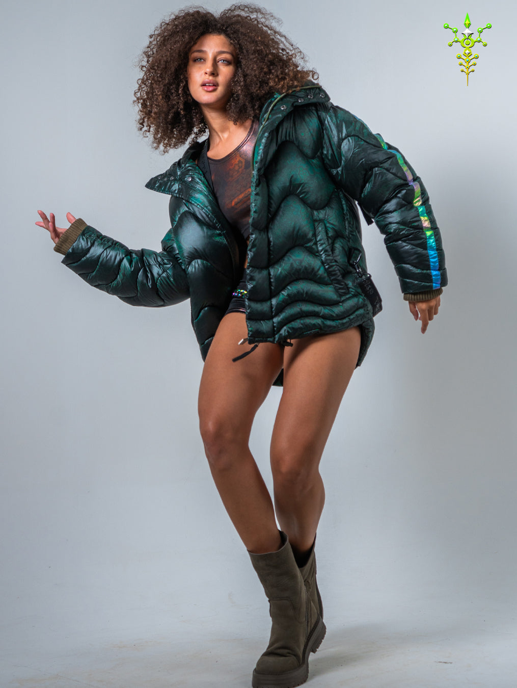 Down Jacket Woman & Pakpak / Nylon - Green Forest ATLANTHEON