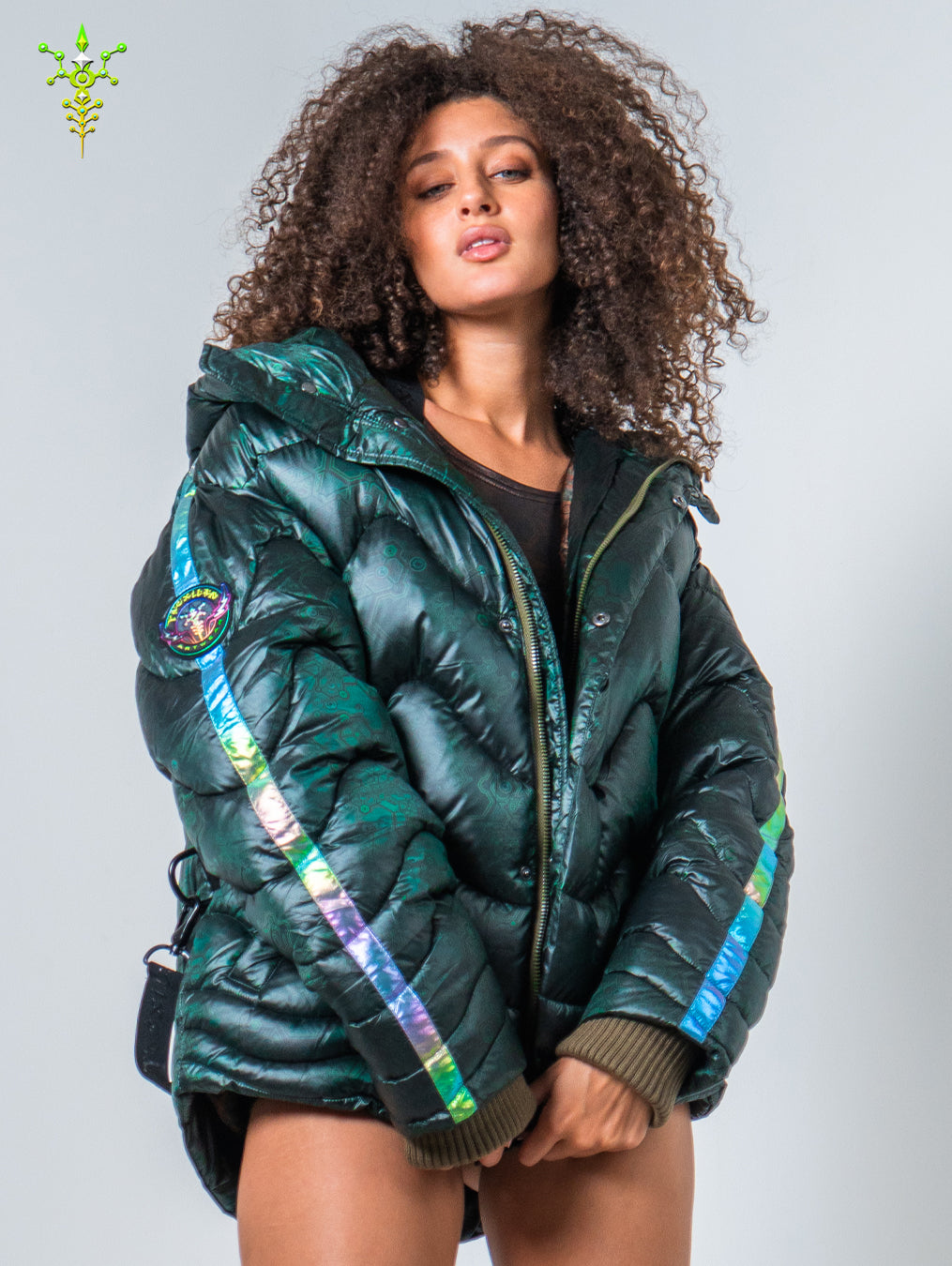 Down Jacket Woman & Pakpak / Nylon - Green Forest ATLANTHEON