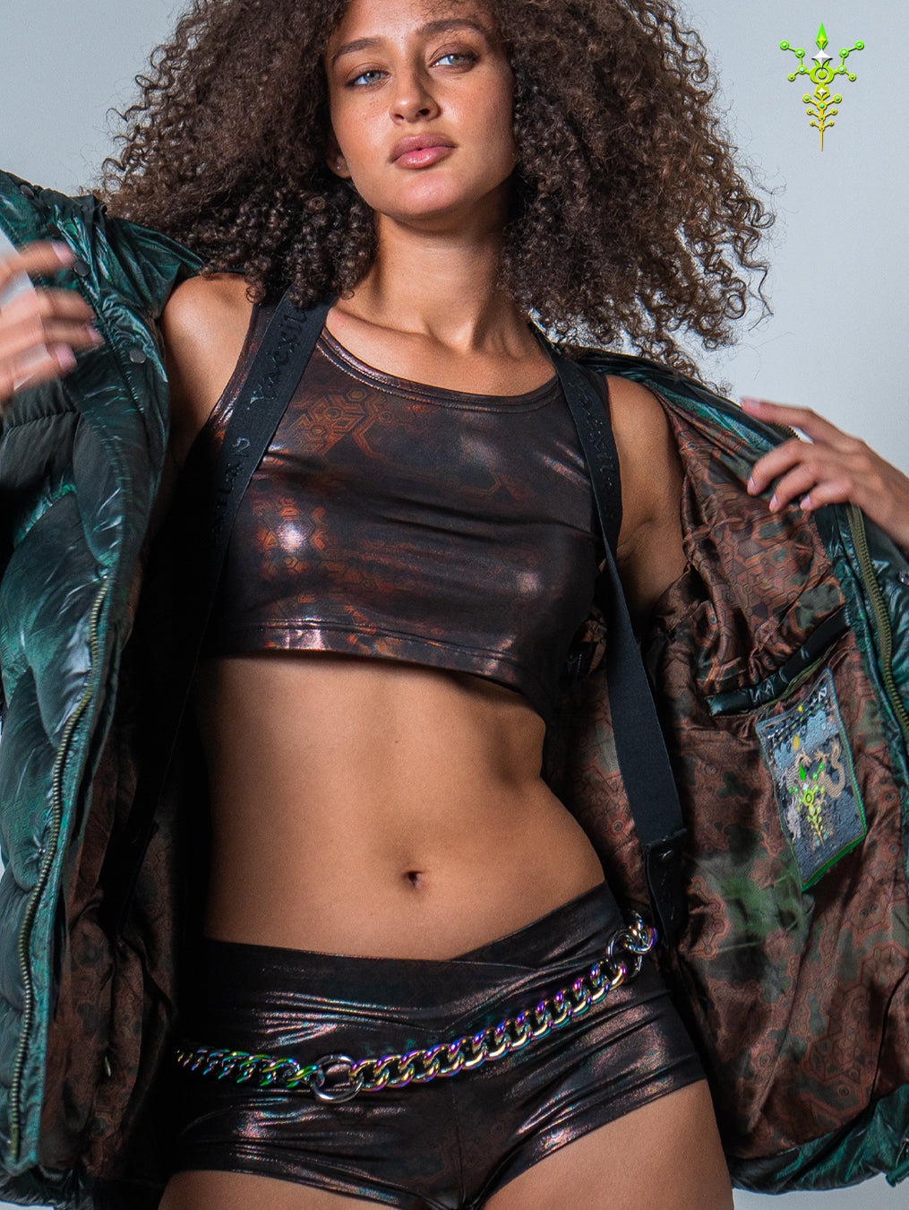 Down Jacket Woman & Pakpak / Nylon - Green Forest ATLANTHEON