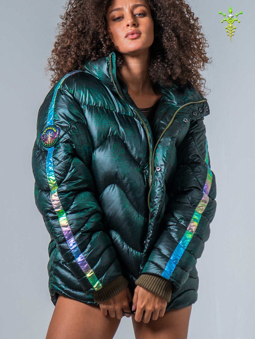 Down Jacket Woman & Pakpak / Nylon - Green Forest ATLANTHEON