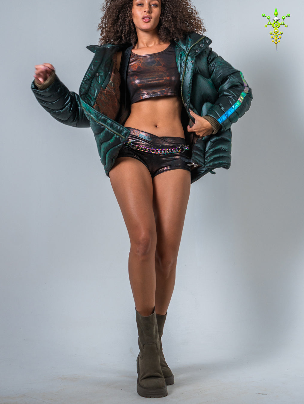 Down Jacket Woman & Pakpak / Nylon - Green Forest ATLANTHEON