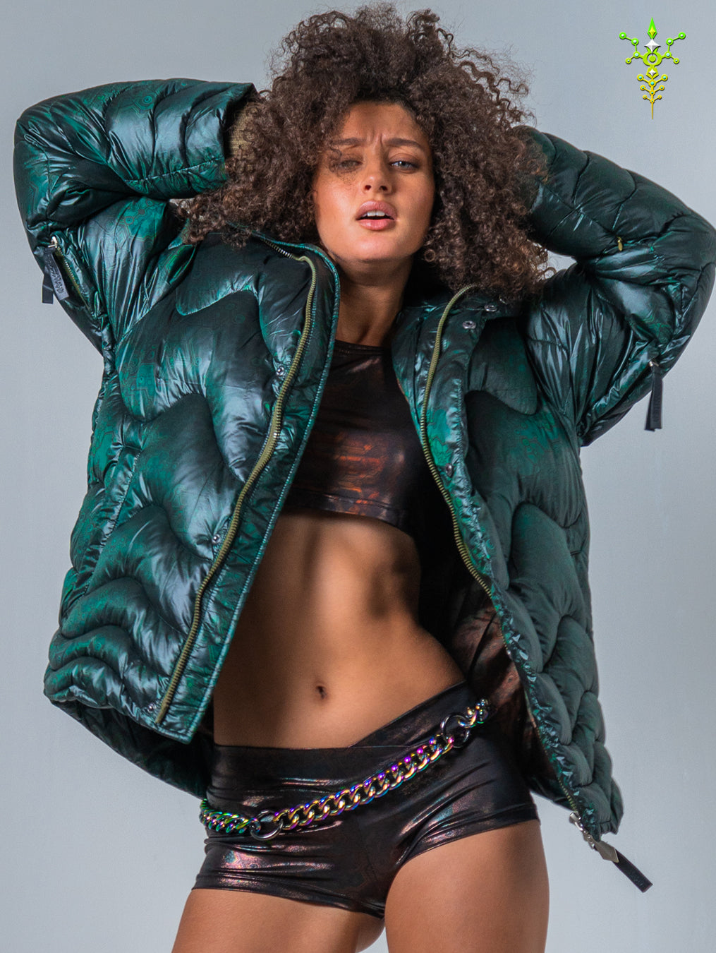 Down Jacket Woman & Pakpak / Nylon - Green Forest ATLANTHEON