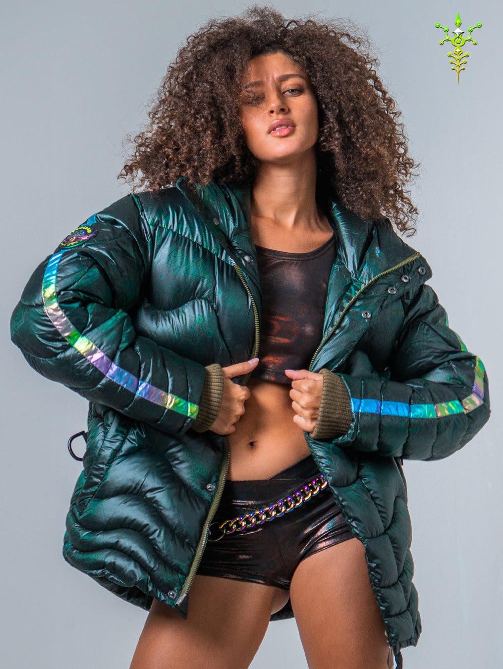 Down Jacket Woman & Pakpak / Nylon - Green Forest ATLANTHEON