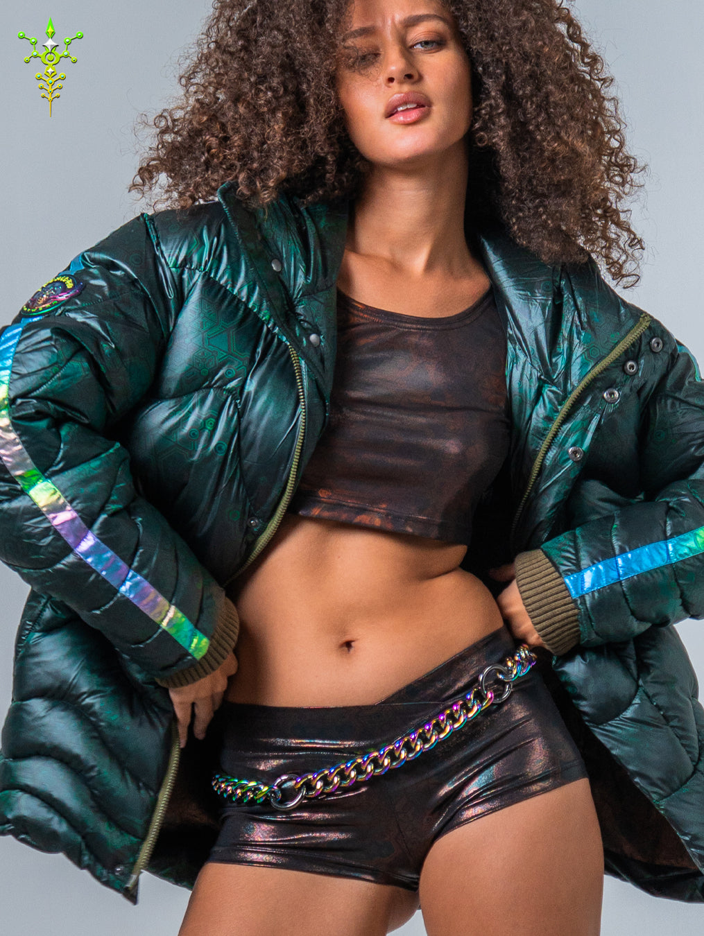 Down Jacket Woman & Pakpak / Nylon - Green Forest ATLANTHEON