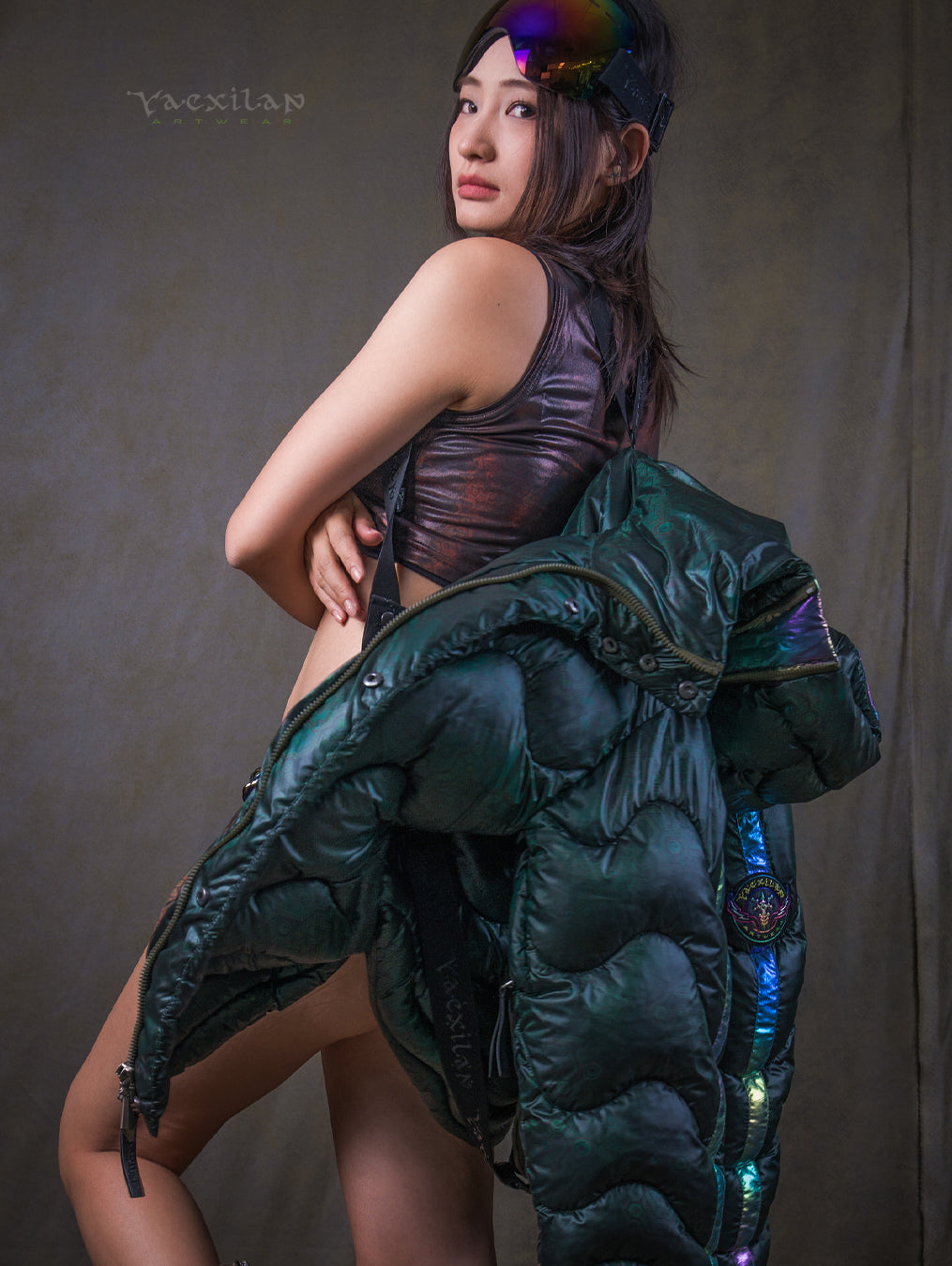 Down Jacket Woman & Pakpak / Nylon - Green Forest ATLANTHEON