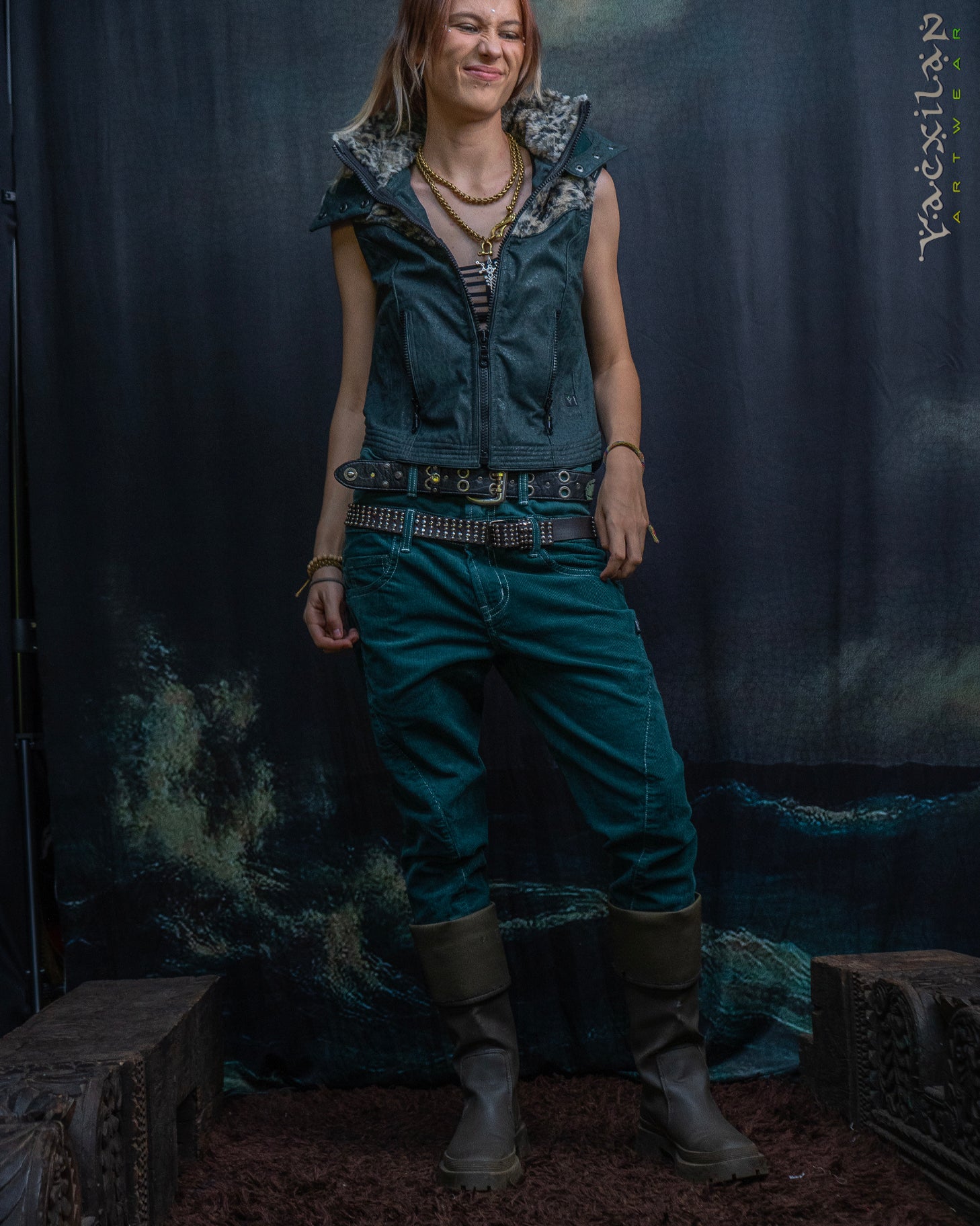 Pants Woman / Double Decker Cotton Kodroi - BOTTLEGREEN