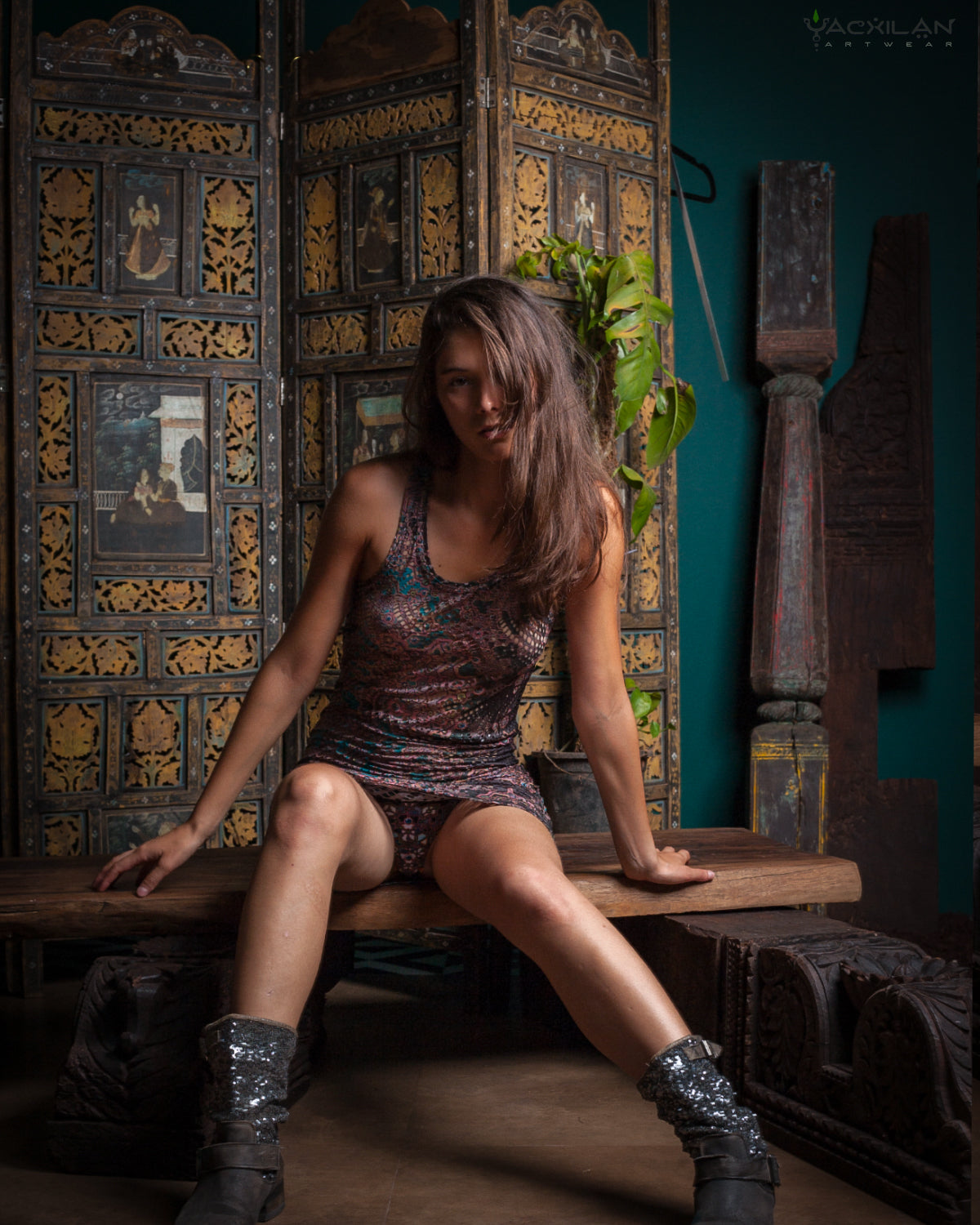 Mini Fitted Dress / Stretchy Lace Waves Holes - ATLANTHEON