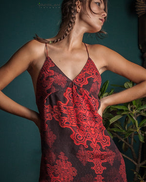 Chinese Silk Dress - Red DEMETRIO Hex