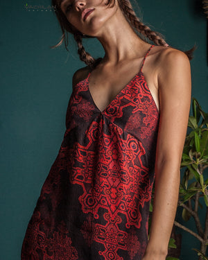 Chinese Silk Dress - Red DEMETRIO Hex