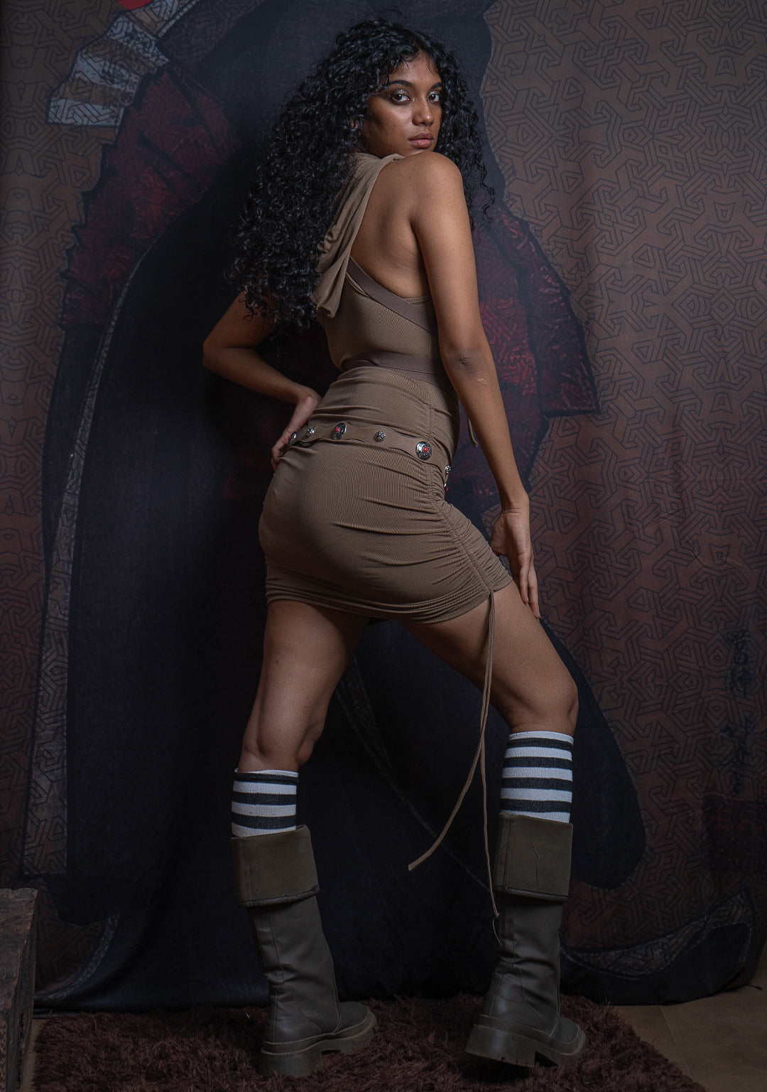 Mini Dress /Knits - Hooded Buckles DUNEDAIN