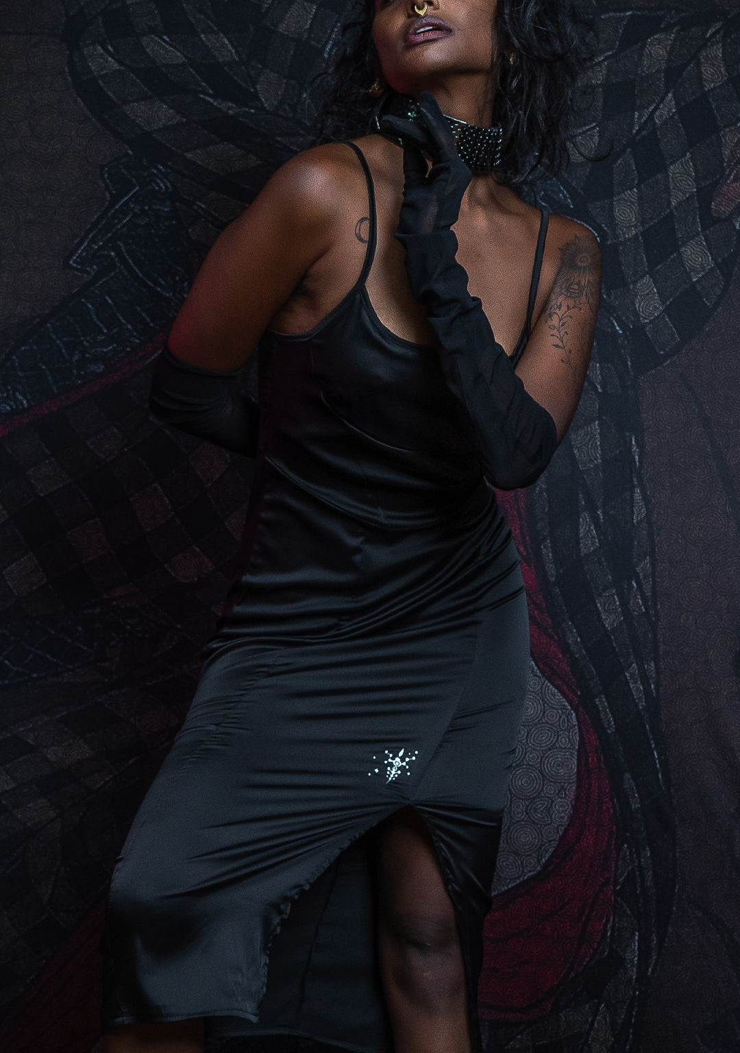 Fitted Dress / Stretchy Satin- Yacxilan O'BLACKNESS