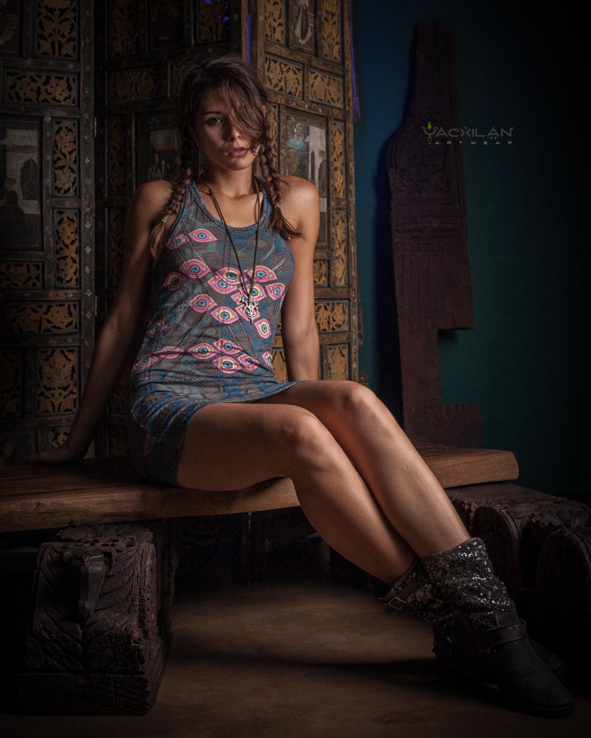 Fitted Dress / Special Edition - SEXTIESEYZES Tribal Holes - Yacxilan Artwear