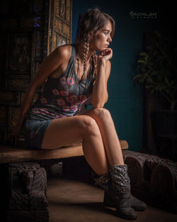 Fitted Dress / Special Edition - SEXTIESEYZES Tribal Holes - Yacxilan Artwear