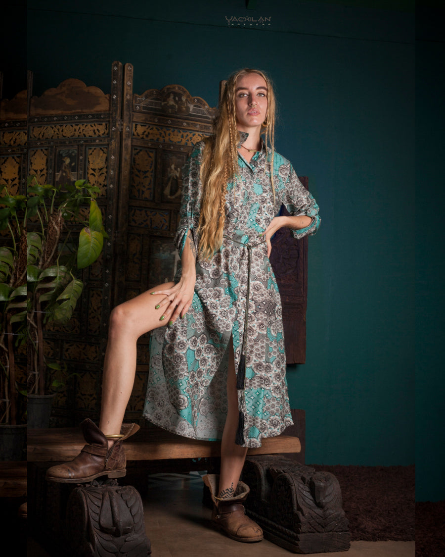 Dress Longsleeve Woman / Zaafaraï Cotton Silk - NINTENDO SKY