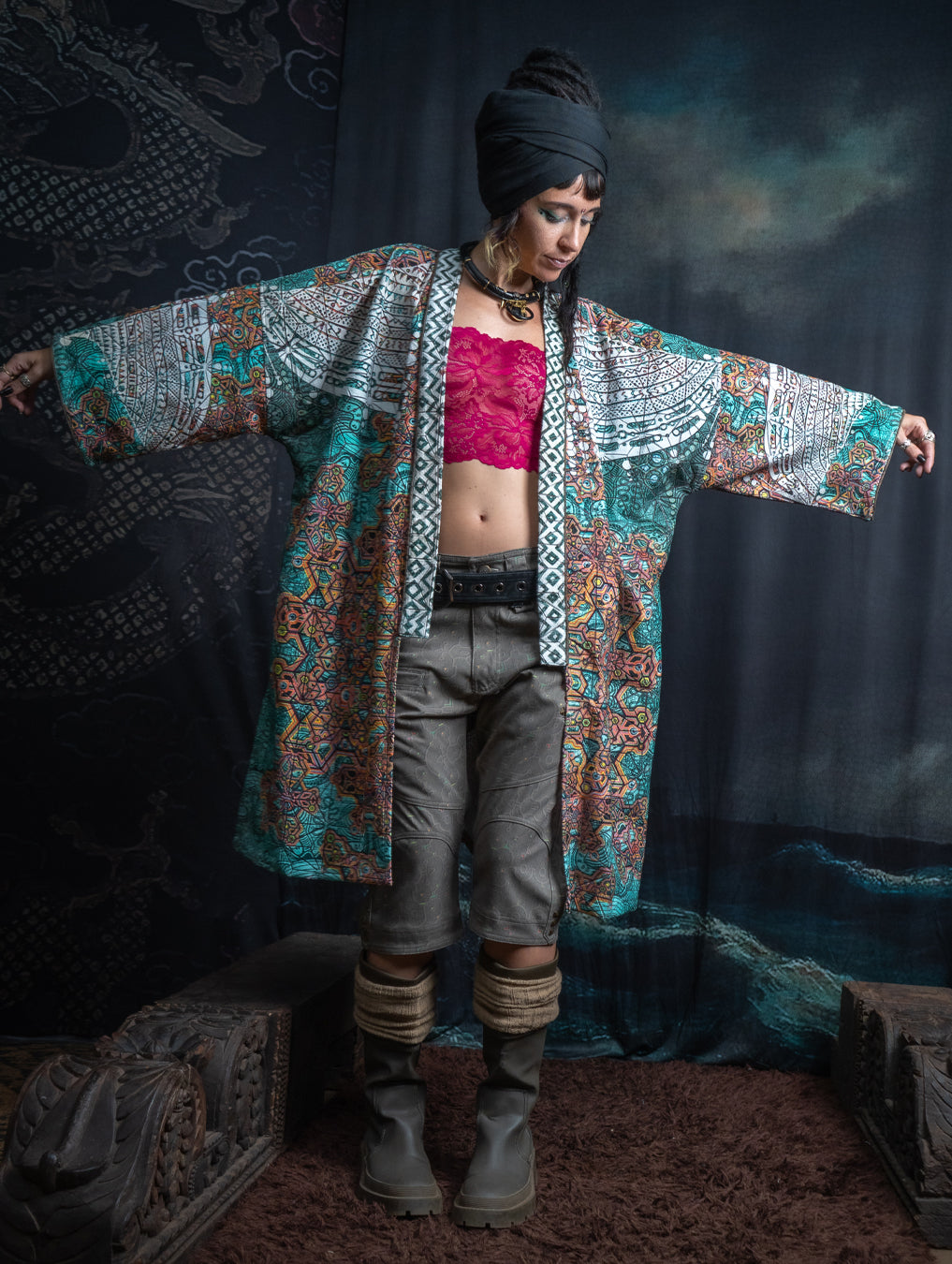 Classic Kimono / Embroidered Korean Cotton - ATLANTIS TRIBALSEA