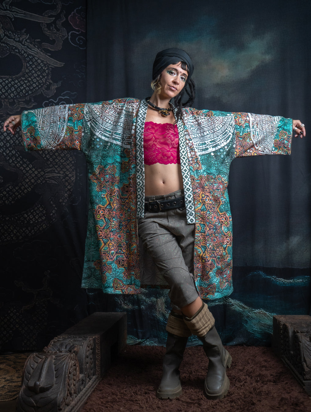 Classic Kimono / Embroidered Korean Cotton - ATLANTIS TRIBALSEA